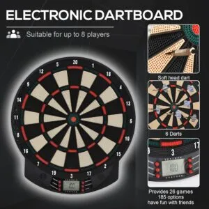 LCD Electronic Dartboard Set: 26 Games, 185 Variations, and 6 Darts - Ultimate Multi-Game Fun