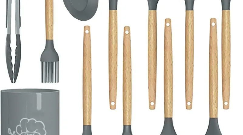 Culinary Essentials: Aunly 12 Piece Set of Non-Stick Silicone Spatulas with Wooden Handles