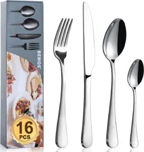 Elevate Your Dining Experience: BEWOS 16-Piece Stainless Steel Cutlery Set