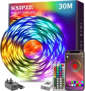 Vibrant Ambiance: KSIPZE 30m RGB Music Sync Led Strip Lights for Dynamic Home Decoration