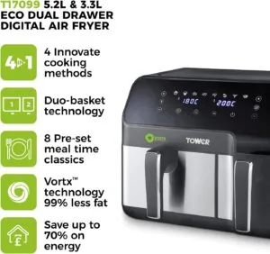 Discover the Efficiency of the Tower T17099 Vortx Eco Dual Drawer Air Fryer