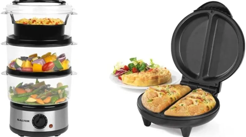 Ditch the Takeout, Embrace the Feast: Salter 3-Tier Steamer & Dual Omelette Maker - Your Kitchen Power Couple!