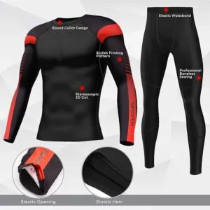 SKYSPER Men’s Thermal Underwear Sets Long Sleeve Base Layer Compression Suit