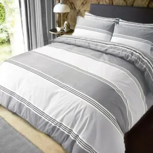 How to Give Your Bedroom a Modern Look with the Sleepdown Duvet Cover Set - Grey - Geometric Banded Stripe