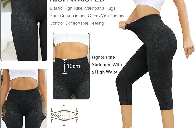 Stylish and Comfortable Yuson Girl Women's High Waist Yoga Pants 3/4 Length Slim Fit Cropped Running Workout Leggings Tummy Control