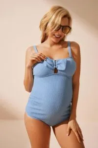 Maternity Swimming Costume Comfortable Stretchy Bow Design