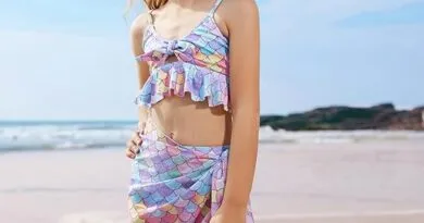GRACE KARIN Kids Swimming Costume 3 Piece Swimsuit Ruffled Hem Tops+Briefs+Sarong Skirt Swimwear