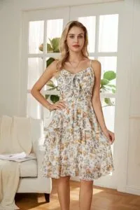 GRACE KARIN Women Summer Dress Spaghetti Elegant Floral Feminine Dresses Party Beach Casual A-Line Boho Dress