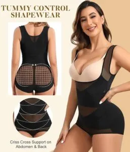 RITOSTA Extra Firm Shapewear for Women Fajas Full Body Shaper Tummy Control Shapewear Bodysuit Mesh Slimming Shaping Open Bust Corset Waist Trainer