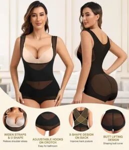 RITOSTA Extra Firm Shapewear for Women Fajas Full Body Shaper Tummy Control Shapewear Bodysuit Mesh Slimming Shaping Open Bust Corset Waist Trainer