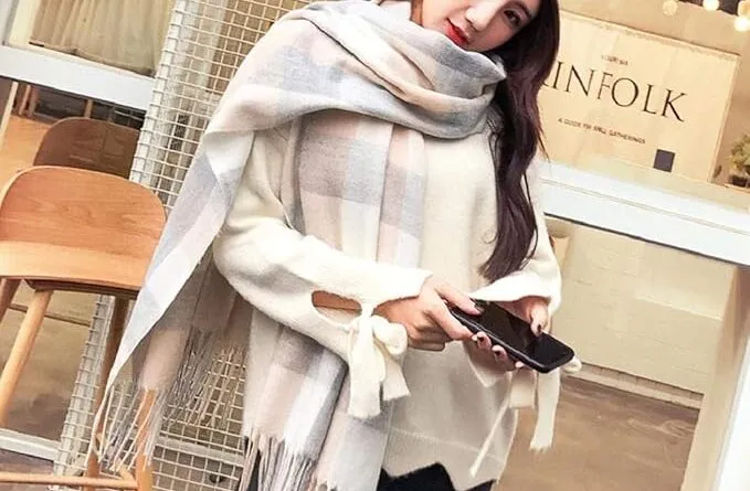 Yuson Girl Women's Fashion Long Shawl Big Grid Winter Warm Lattice Large Scarf