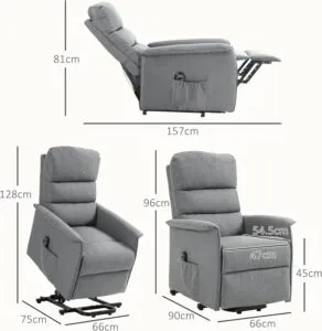 HOMCOM Electric Power Lift Recliner Chair with Spring Pack Seat, Fabric Recliner Armchair for Elderly with Footrest, Remote, Side Pockets, Reclining Chair for Living Room