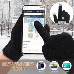 Xnova Winter Thermal Gloves for Men and Women, Soft Warm Touch Screen Gloves Knit Ladies Gloves for Running Cycling Driving